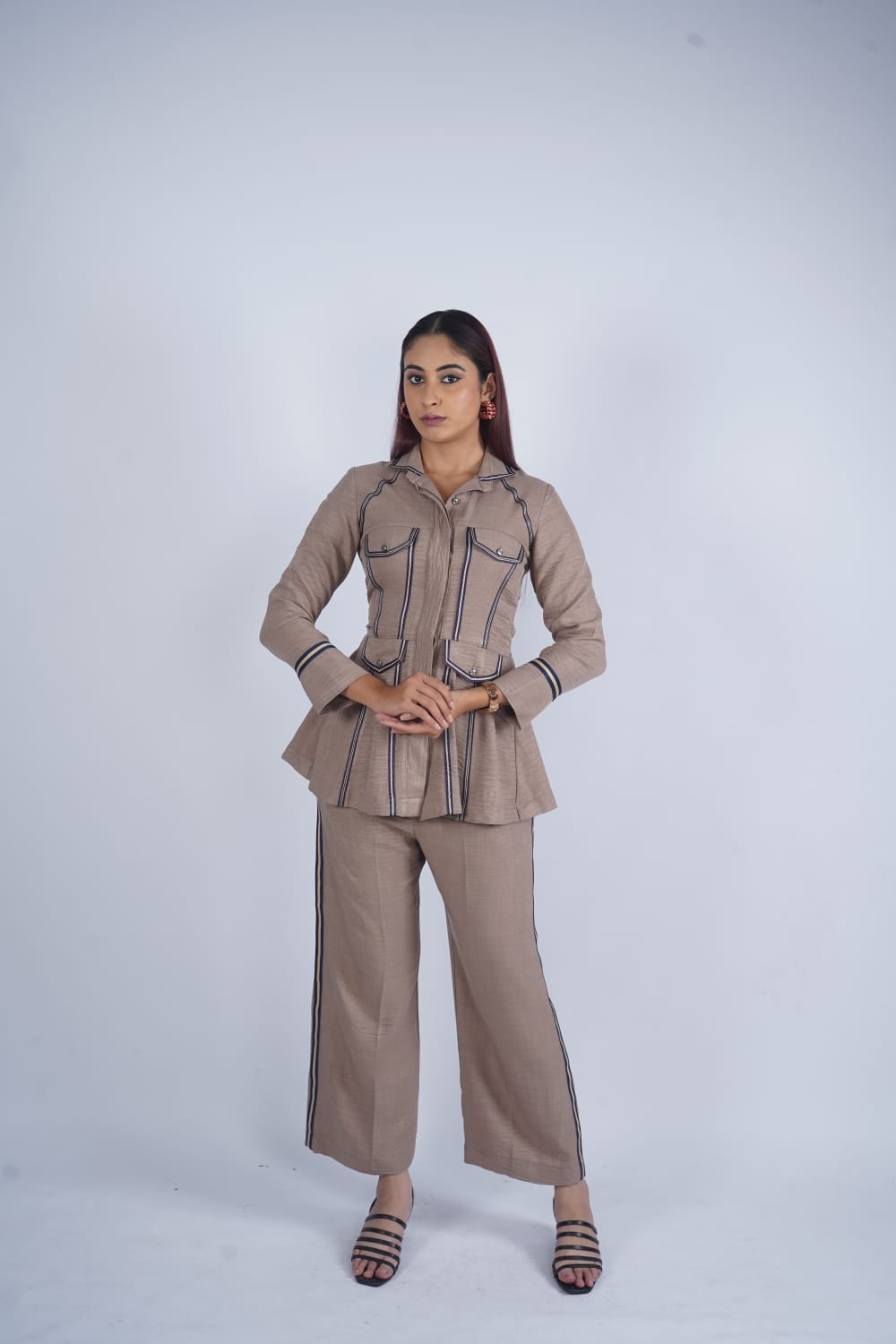Beige cord set jacket