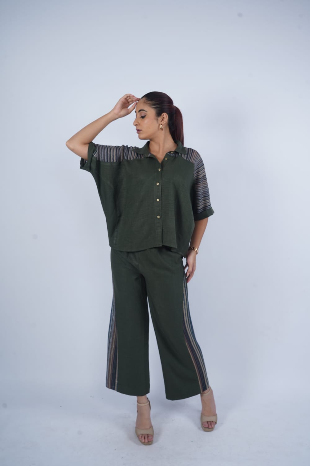 Bottle green Cord set only pant