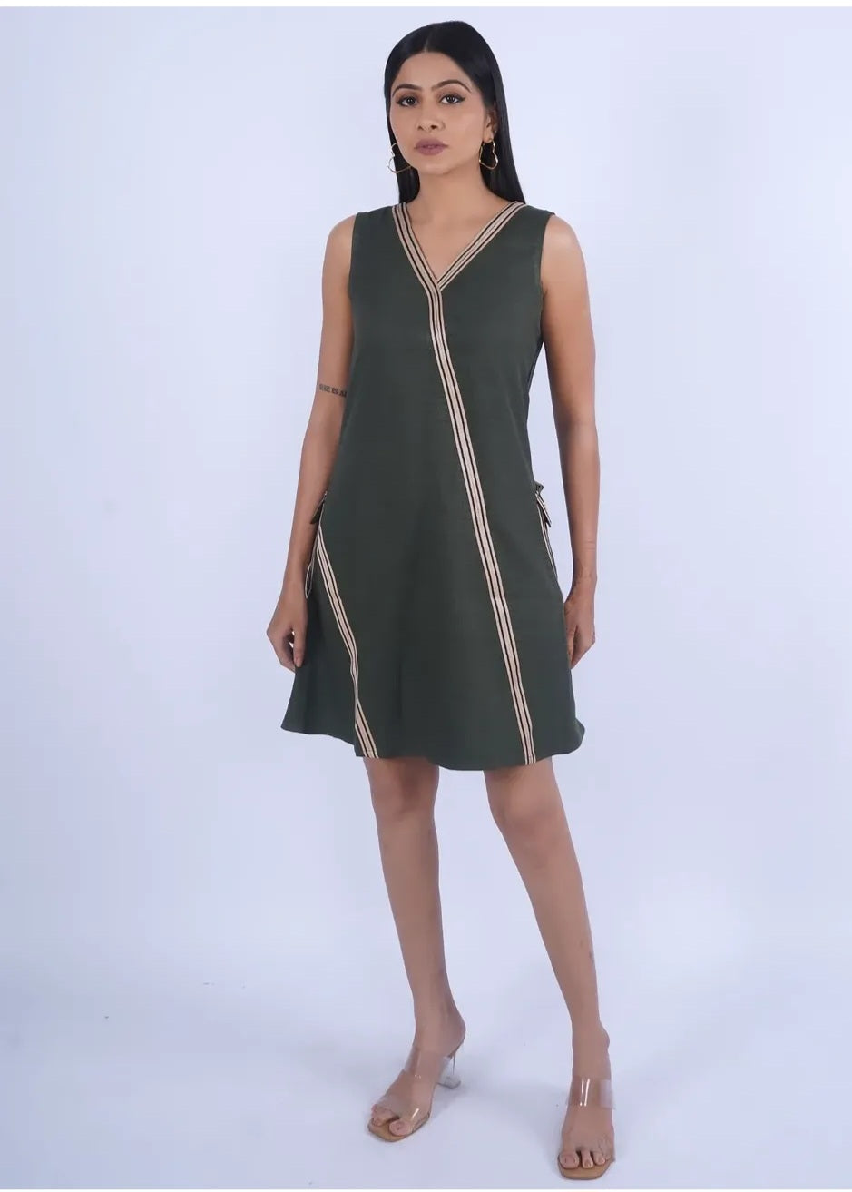 Bottle green Sleeveless dress