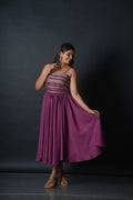 Magenta sleeveless midi dress