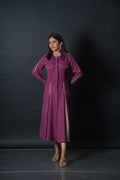 Magenta full sleeves A line dress