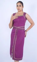 Magenta square-Neck dress