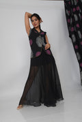 Spiral denim vest & organza skirt