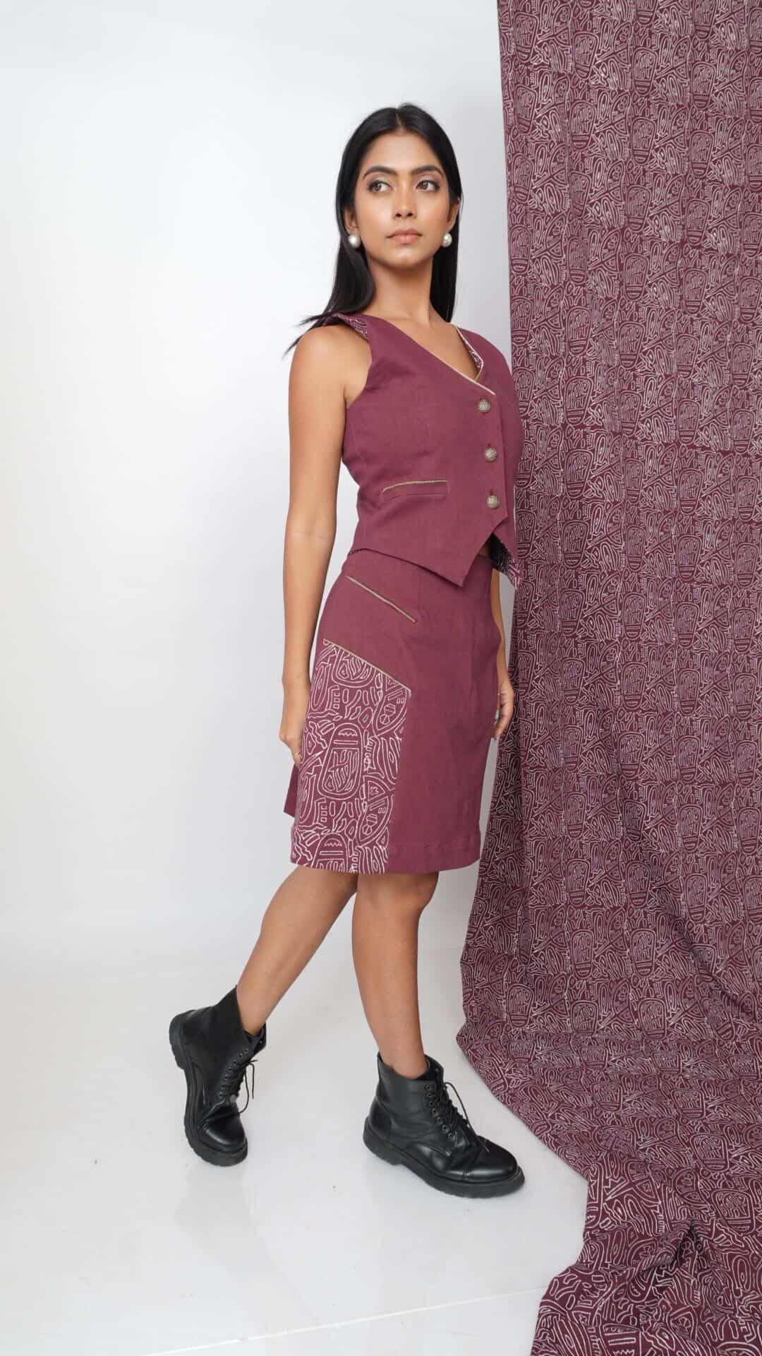 Abstract lock denim co-ord set