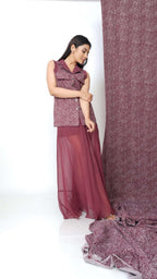 Mauve abstract vest & organza skirt