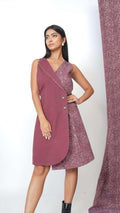 Dual texture mauve abstract dress