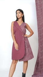 Dual texture mauve abstract dress