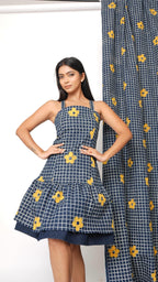 Blue indigo drop waist dress