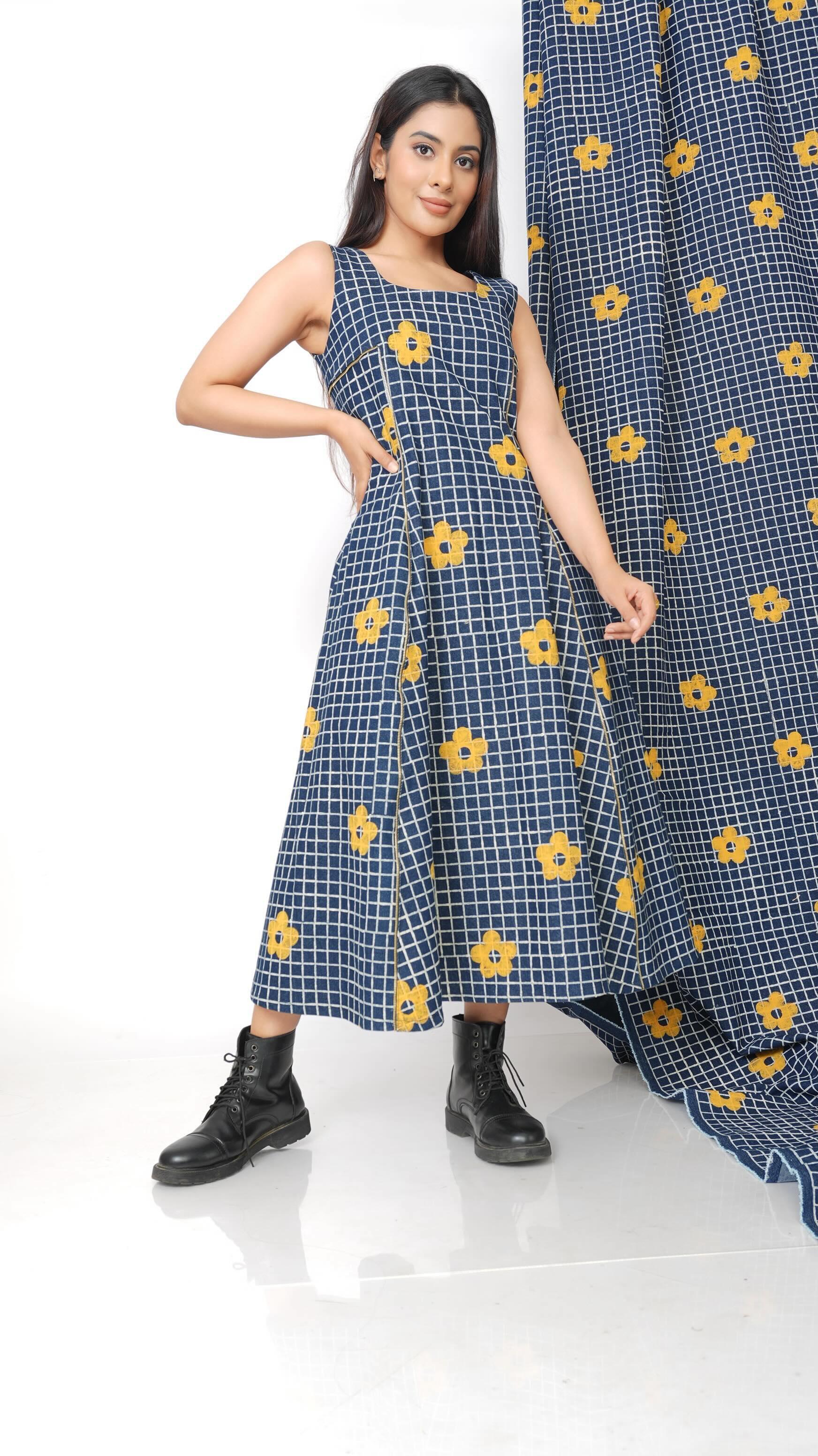 Princess long denim dress