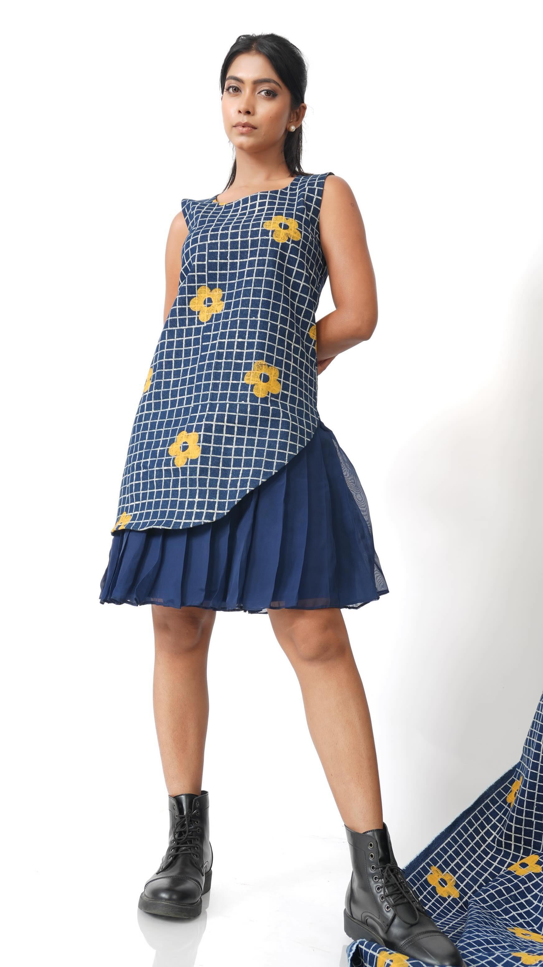 Blue indigo hem denim dress