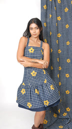 Blue indigo drop waist dress