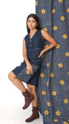 Grid lock denim co-ord set