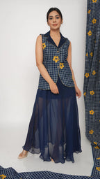 Glow grid vest & organza skirt