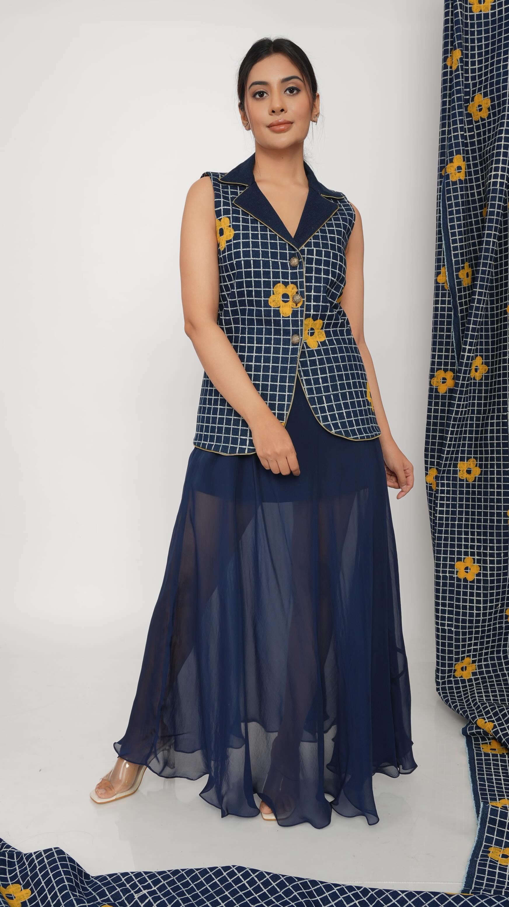 Glow grid vest & organza skirt