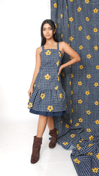 Blue indigo drop waist dress