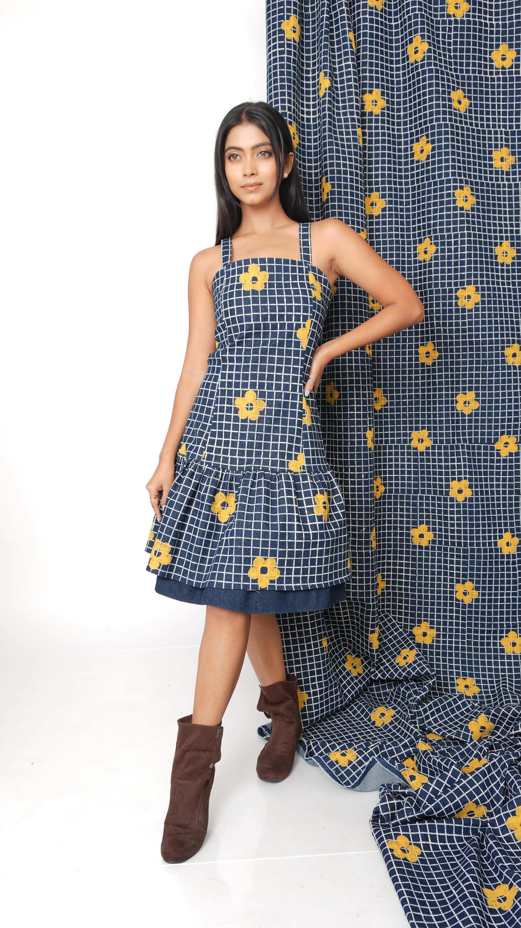 Blue indigo drop waist dress