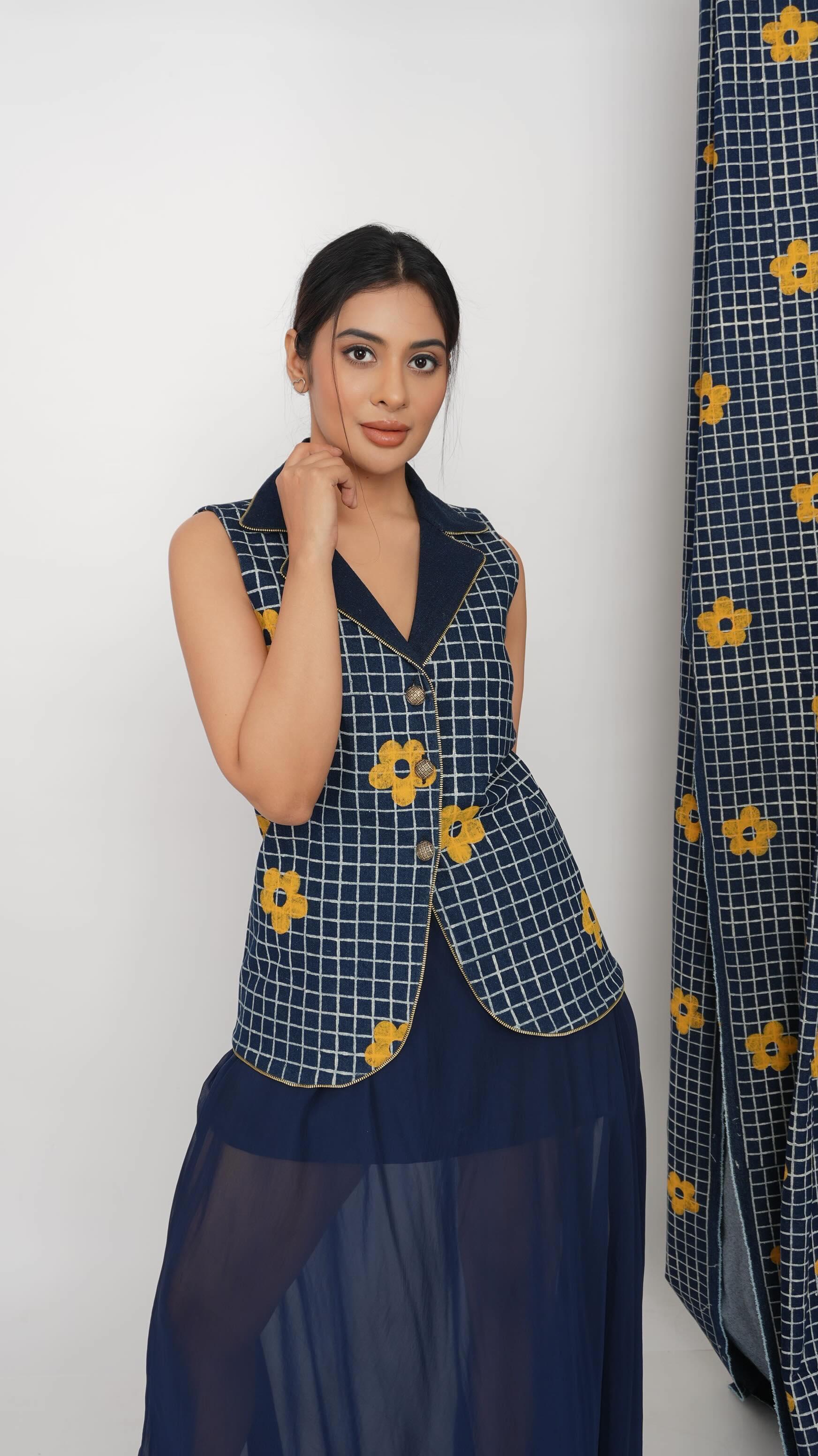 Glow grid vest & organza skirt