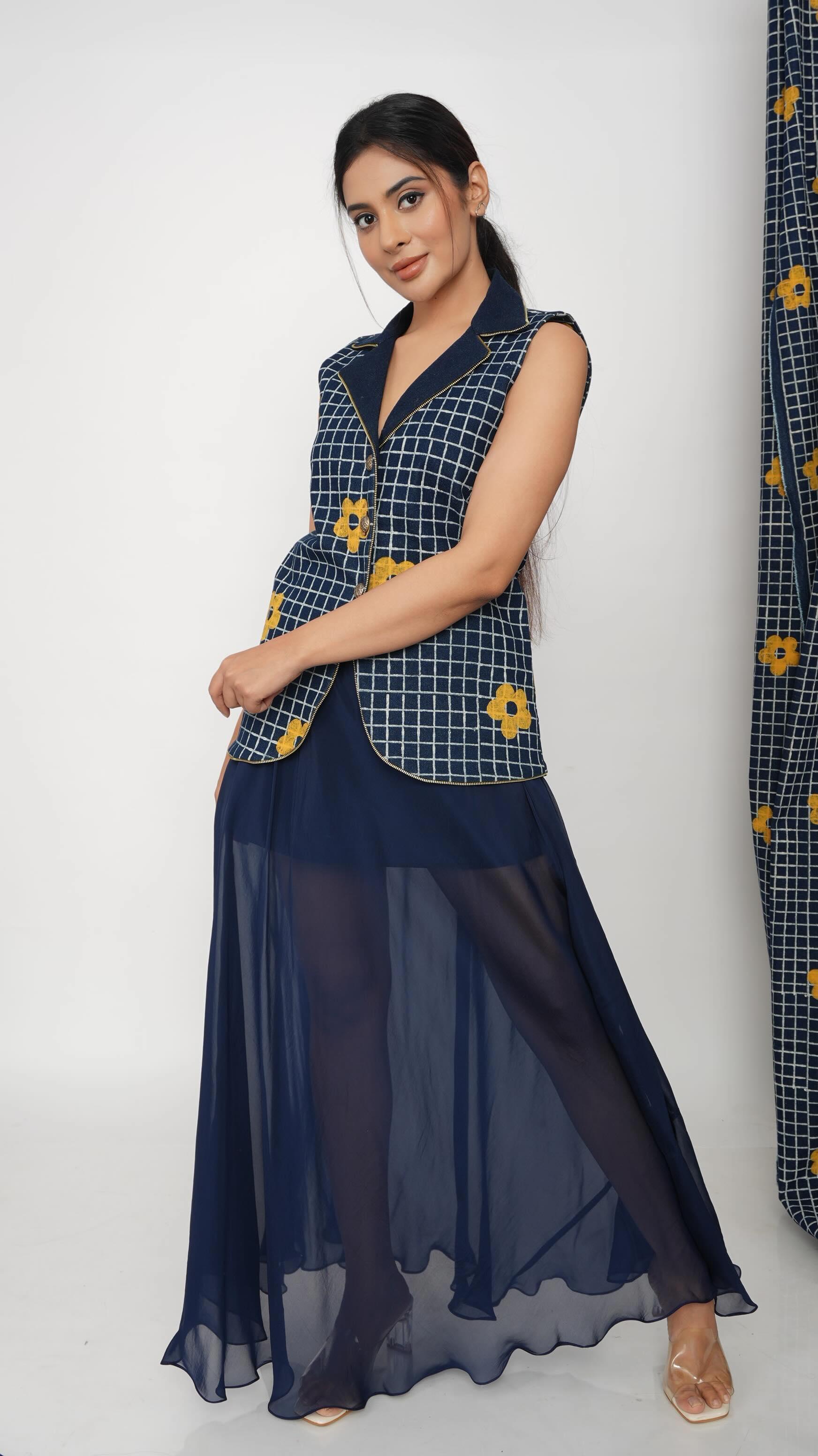 Glow grid vest & organza skirt