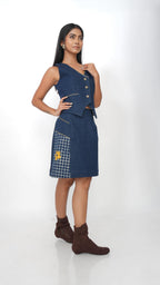 Grid lock denim co-ord set