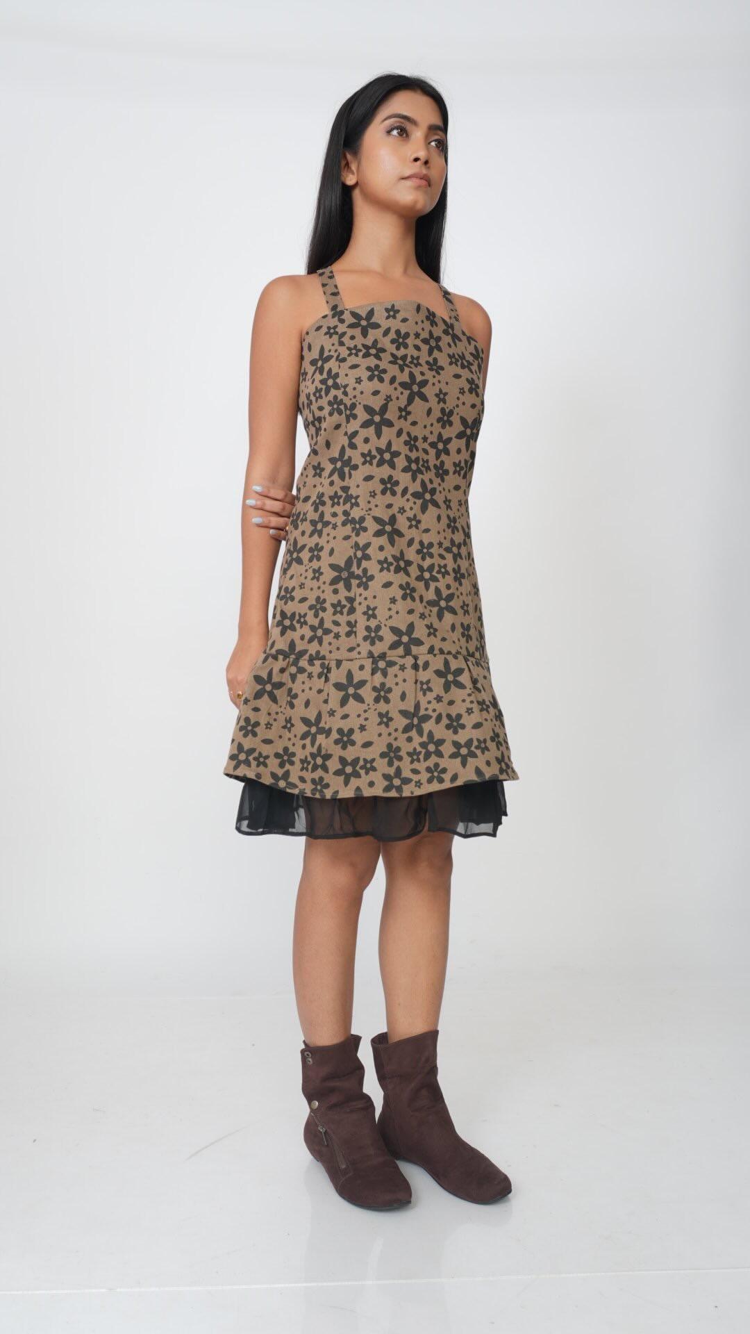 Mocha brown drop waist dress