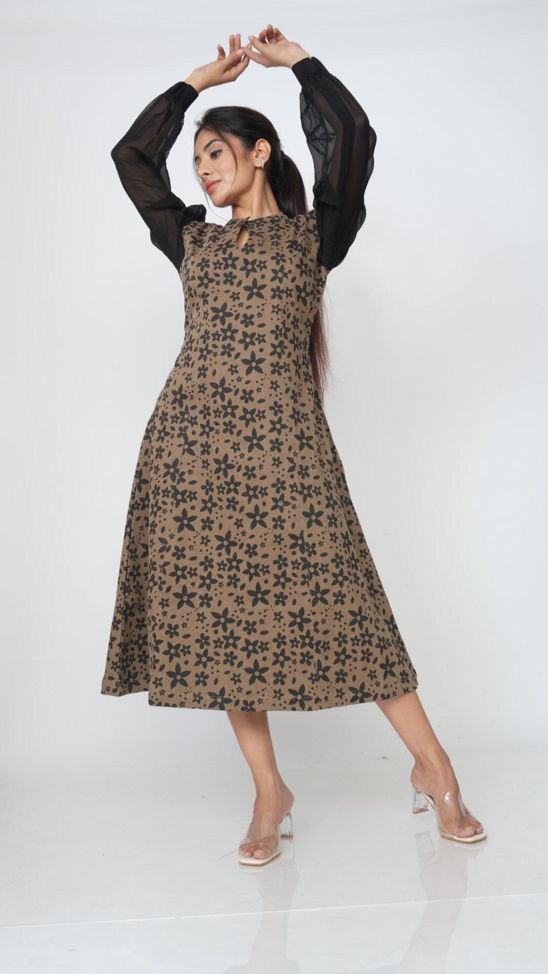 Mocha brown midi dress