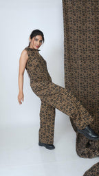 Mocha brown zip up jumpsuit